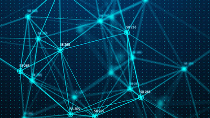 Data technology illustration. Big data digital code. Abstract connection of dots and lines on dark background. 3D