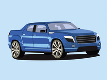 Pickup Blue Realistic Vector Illustration Isolated