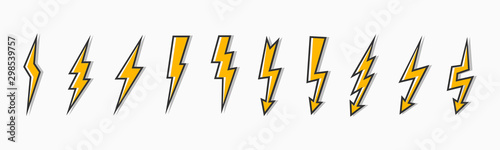 Fotografía Set thunder and bolt lighting flash icon