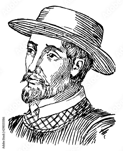 Fotografía Ponce de Leon, vintage illustration