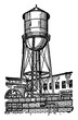 Water Tower vintage illustration.