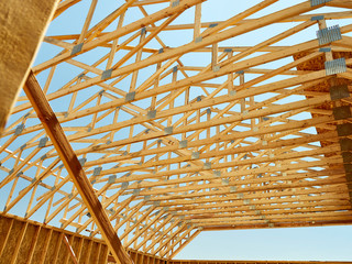 Construction carpentry roof truss raised center 2