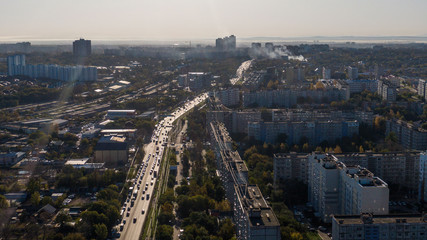 Wall Mural - Khabarovsk, district of steppe . Zheleznodorozhny district. the view from the top. taken from a drone