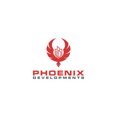 Canvas Print - phoenix and building vector logo graphic abstract, logo design inspiration