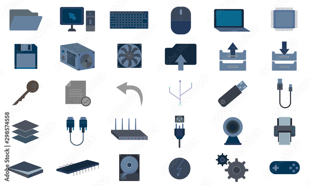 Many Computer Icons Computer icon pack for various web and mobile uses Stock Vector | Adobe ...