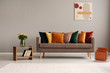 © Photographee.eu - Vintage style grey living room interior with trendy sofa