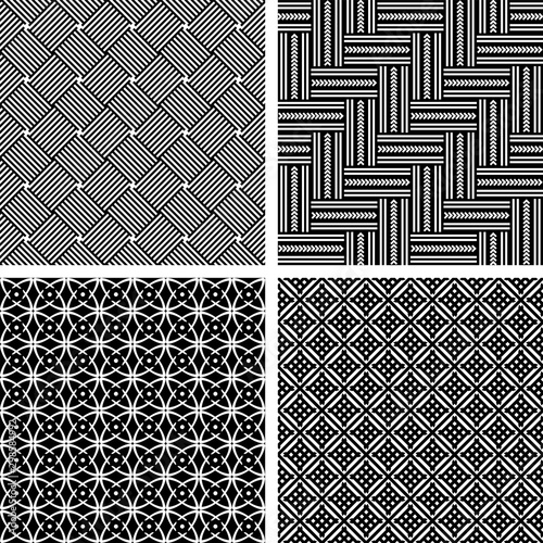 Seamless patterns set. Geometric textures.