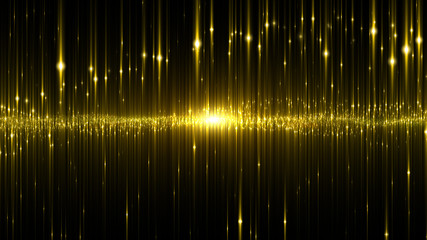 Wall Mural - Abstract digital glowing neon light gold color background.