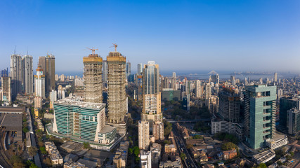 Wall Mural - Mumbai's Elphinstone Road-Parel business district with Sea Link in the backdrop. This area is booming with a lot of commercial and residential skyscrapers above 200 metres under construction.
