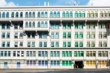 Old Hill Street Police Station historic building. Neo-classical style building with colorful windows. It’s one of the sightseeing architecture in Singapore which worldwide travellers come to visit.