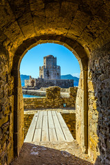 Poster -  The three-tiered watchtower in castle Methoni