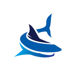 Wall Mural - simple elegant Swimming whale logo design inspiration