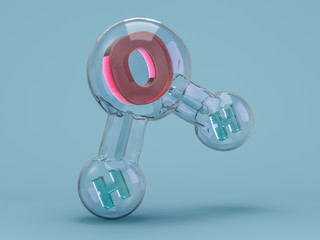 Water molecule. Ecology, biology and biochemistry concept. 3D