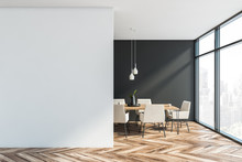 Gray And White Dining Room With Mock Up Wall