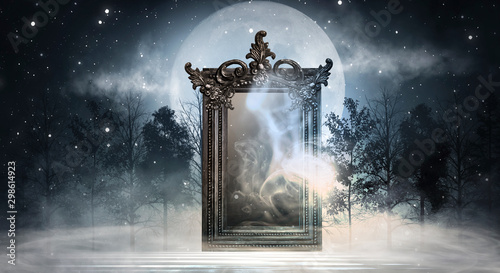 dark-fantasy-landscape-dark-forest-magic-mirror-dark-scene-of-a-night-landscape-with-a-split-glass-night-view-smoke-smog-neon-light-moon