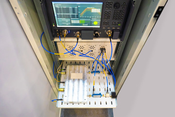 Poster - Engineering Laboratory. Scientific research lab. Measuring instrument in the laboratory. Scientific research. Laboratory research. Equipment for scientific study. Electronic equipment. Monitor