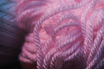 Poster - Close up beautiful tangle of pink thread  background texture. Macro Photography view.