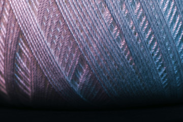 Poster - Close up beautiful white thread in red and blue light background texture. Macro Photography view.