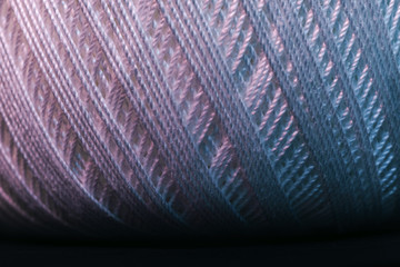 Poster - Close up beautiful white thread in red and blue light background texture. Macro Photography view.