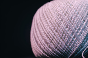 Poster - Close up beautiful tangle of thread in red and blue light background texture. Macro Photography view.