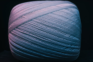 Poster - Beautiful tangle of thread in red and blue light background texture.