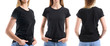© Pixel-Shot - Collage with woman in stylish t-shirt on white background