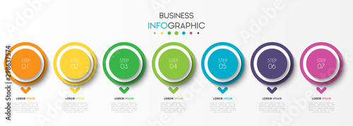 Cuadros en Lienzo Business infographic element with 7 options, steps, number vector template desig