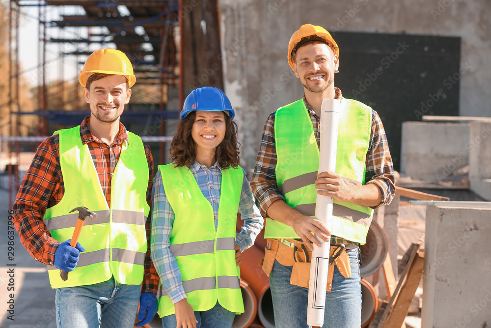 Portrait of architects in building area