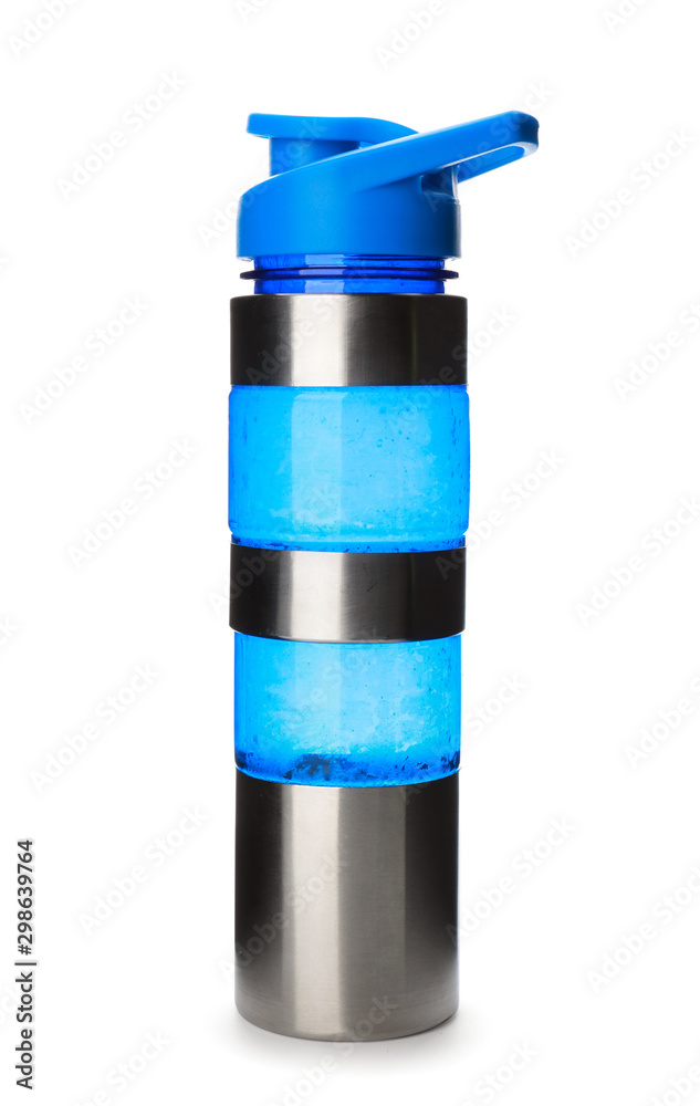 Sports water bottle on white background