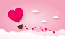 Love And Valentine Day. Heart Air Balloon.