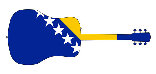 Poster - Guitar Silhouette With Bosnia and Herzegovina National Flag