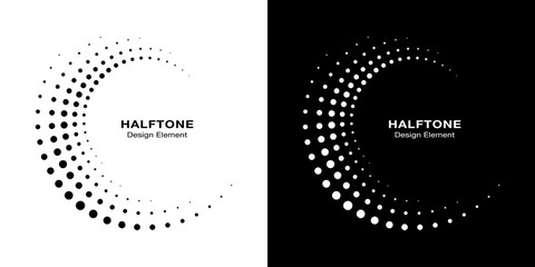 Wall Mural - halftone circular dotted frames set. circle dots isolated on the white background. logo design eleme