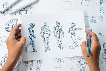 Wall Mural - animator designer development designing drawing sketching development creating graphic pose characte