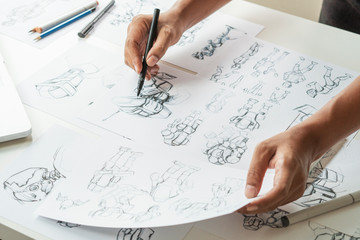 Wall Mural - animator designer development designing drawing sketching development creating graphic pose characte