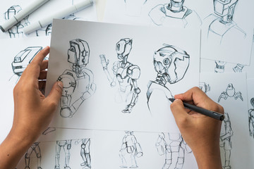 Wall Mural - animator designer development designing drawing sketching development creating graphic pose characte