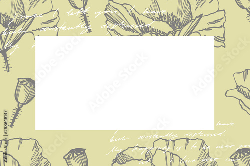 Poppy flowers. Botanical plant illustration. Vintage medicinal herbs sketch s...