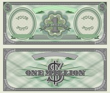 One Million Dollars Green Banknote Sample With Two Ovals For Your Photos