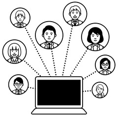 Information technology network concept with PC. Vector illustration.