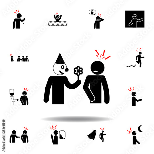 Fotomural coulrophobia, fear icon on white background