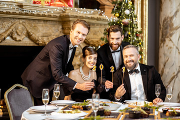 Wall Mural - Elegant people celebrating New Year holiday