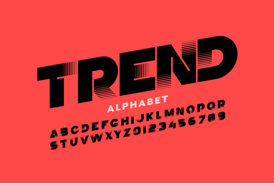 Trendy style font design, alphabet letters and numbers