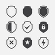 Simple security icon set, shield icon set, Vector simple shield icon set, Filled flat sign, Protection shield symbol icon set, shield vector illustration