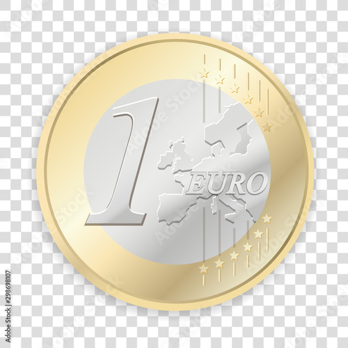 Fotomural Euro coins isolated on transparent background