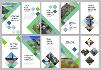 Creative social networks stories design, vertical banner or flyer templates with cubes, geometric abstract background. Covers design templates for flyer, leaflet, brochure, presentation, advertising.