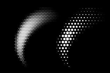Wall Mural - halftone vector circle dots gradient pattern isolated on black background. curve dotted spots using 