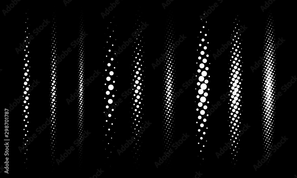 Halftone vector divider lines set. Circle dots linear gradient pattern ...