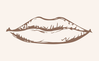 Wall Mural - Lips. Vector drawing icon sign