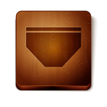 Brown Swimming Trunks Icon Isolated On White Background. Wooden Square Button. Vector Illustration