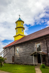 Wall Mural - Chonchi, Chiloe Island, Chile - Side View of the Wooden Jesuit Church of Chonchi (UNESCO World Heritage)