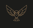 Flying owl logo in simple line style